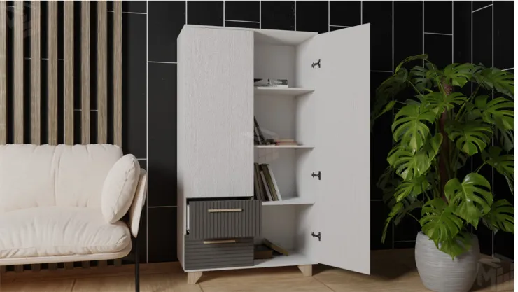 Стеллаж Копенгаген без стекла (Белый/серый графит)