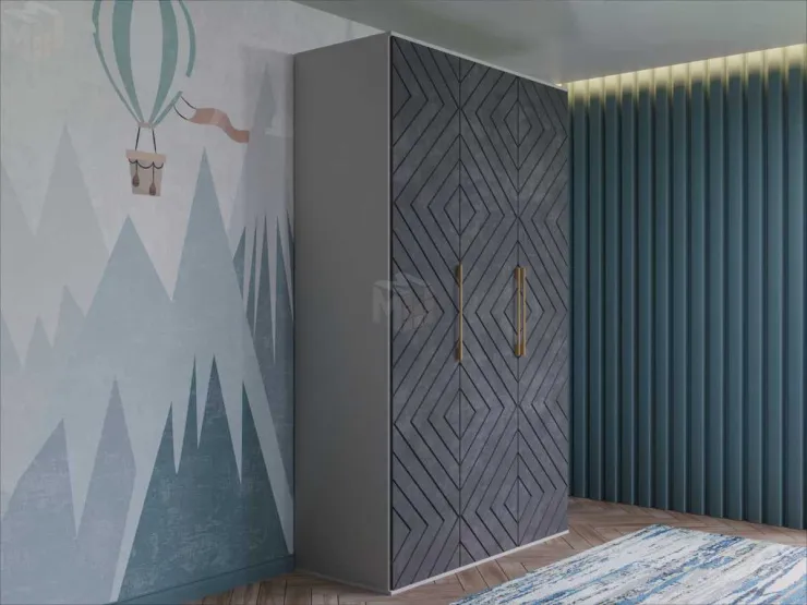 Шкаф трёхстворчатый Копенгаген (Анкор белый/серый графит)