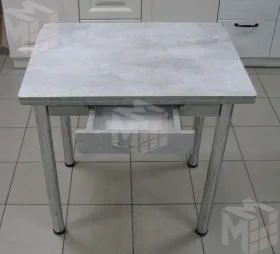 Стол Ломберный поворотно-раскладной с ящиком 780х580 (цемент светлый) ножки хром