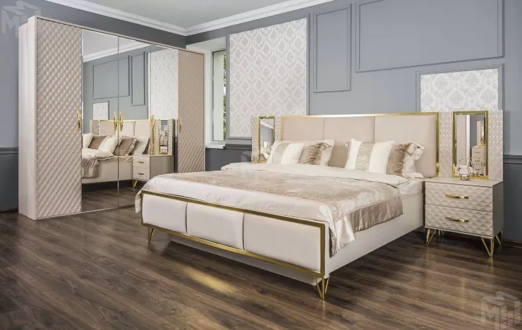 Шкаф Lara 5-дверный бежевый глянец