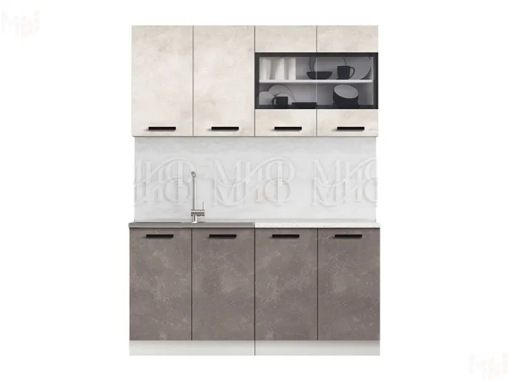 Кухня Рио New 1,6 (490) ЛДСП Бетон светлый/темный