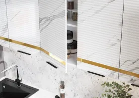 Кухонный гарнитур Милена с пеналом 2,6 (мрамор белый софт)