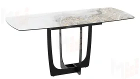 Стол обеденный Орфей Черный муар, Стекло глянцевое оникс