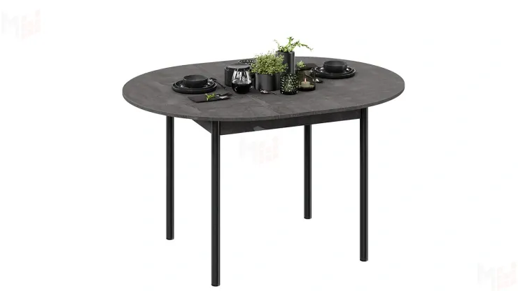 Стол обеденный раздвижной Терра Черный, Железный камень