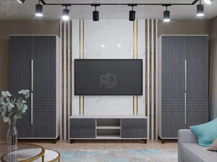 Гостиная Копенгаген белый/серый графит вариант 1