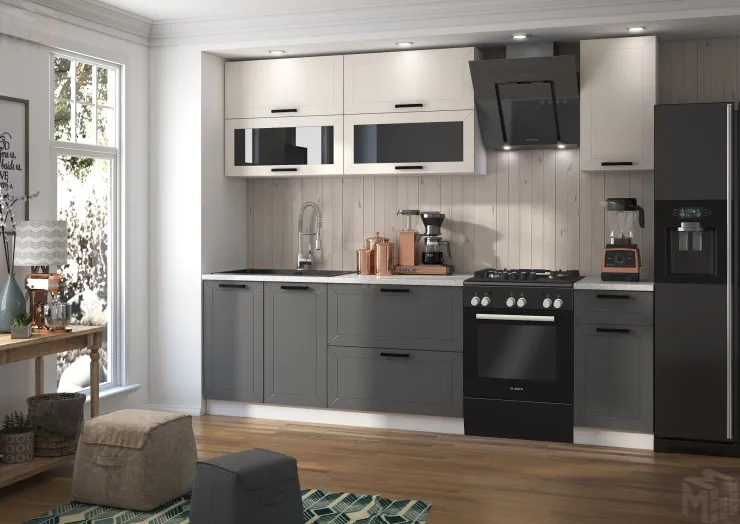 Кухня Монако 2,0 комп №2 Белый софт/Графит софт