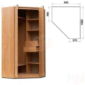 Шкаф угловой со штангой и полками 403
