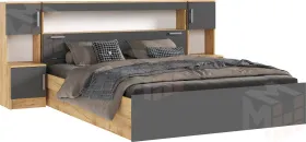 Кровать Бася с надстройкой 1,6 (крафт золотой/графит)