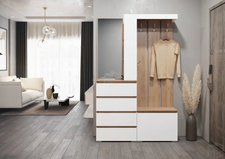 Прихожая Хелен Дуб крафт золотой/Белый