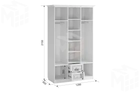 Шкаф трехстворчатый с ящиками и зеркалом Алиса