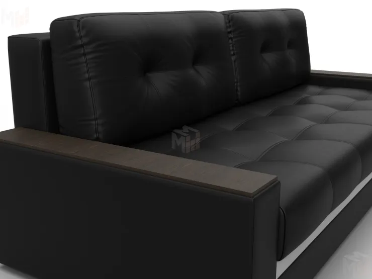 Диван прямой с декором Лига-096 НПБ ( Черный\Белый )