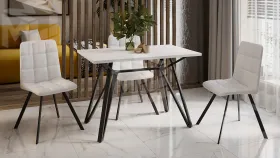 Стол обеденный Ройс Тип 1 Черный муар/Белый
