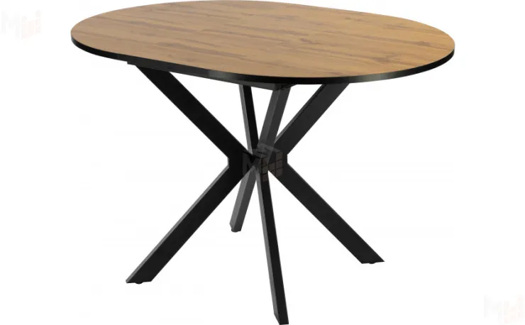 Стол раскладной Вега Лофт D100 Дуб вотан / Черный