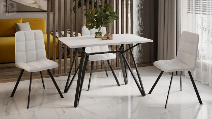 Стол обеденный Ройс Тип 1 Черный муар/Белый