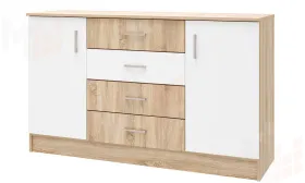 Комод К-1400 Беатрис Сонома-Белый глянец