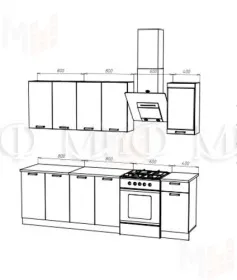 Кухня Техно New 2,0 комп. №3 с ф/п 4 Пудра софт/Графит софт