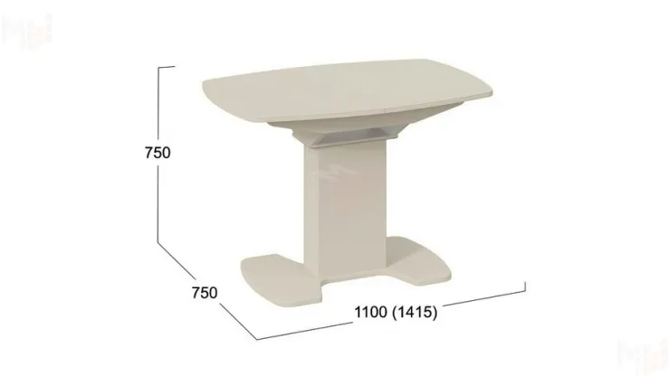 Стол обеденный Портофино - СМ(ТД)-105.01.11(1) Бежевое, Стекло бежевое матовое LUX