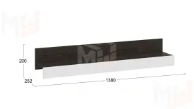 Полка настенная Фьюжн - ТД-260.03.21 Белый глянец, Венге Линум