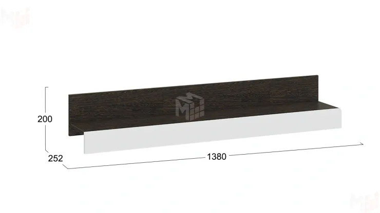 Полка настенная Фьюжн - ТД-260.03.21 Белый глянец, Венге Линум