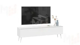 Тумба ТВ Глосс  с опорами - СМ-319.03.011 Белый глянец, Стекло Белый глянец