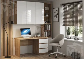 Стол письменный Бостон СП-001 (крафт золотой/Белый глянец)