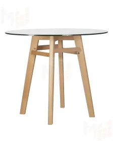 Стол обеденный DOBRIN HENRY`90 GLASS (столешница стекло, деревянное основание)