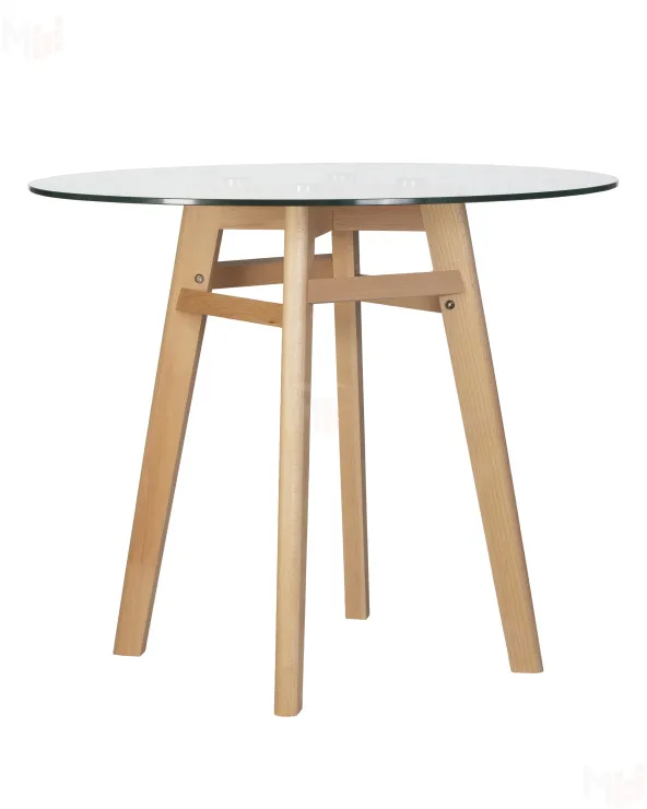 Стол обеденный DOBRIN HENRY`90 GLASS (столешница стекло, деревянное основание)