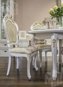 Столовая Натали белый глянец с круглым столом