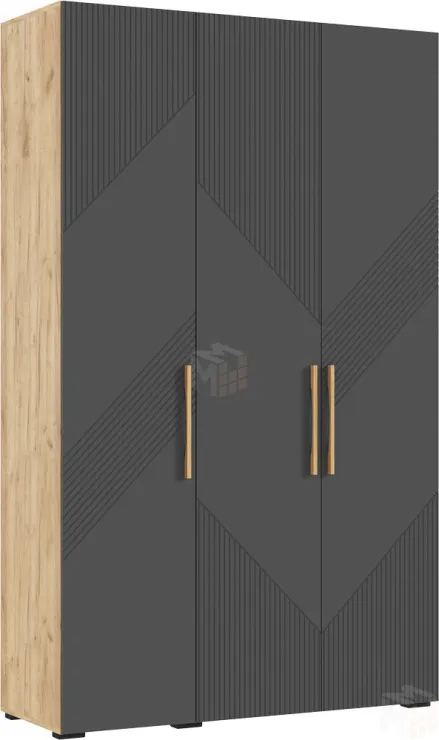 Ирис Шкаф 3-х ств.(1350) (Браш Графит, Дуб Крафт)