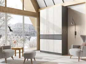 Шкаф Роджина 3-х створчатый (графит/крафт белый)