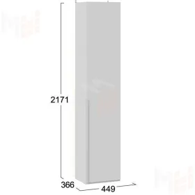 Шкаф для белья с глухой дверью Порто - СМ-393.07.211 Белый