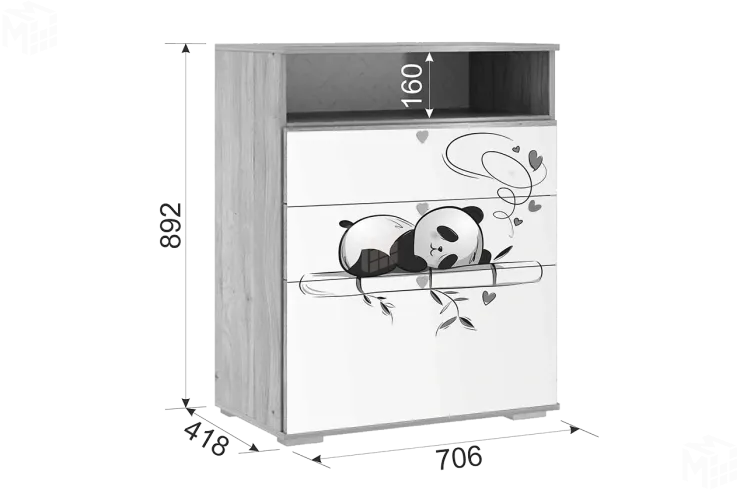 Комод Панда 27.01 дуб мария/белый