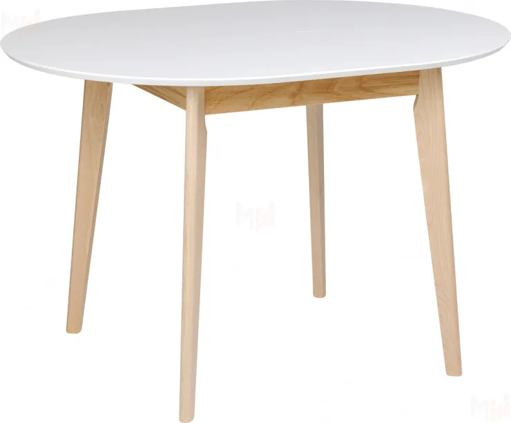 Стол деревянный круглый раскладной Норден D90  Белый/Натуральный