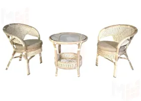 Комплект мебели из ротанга "Пеланги дуэт": два кресла и круглый столик  02/15