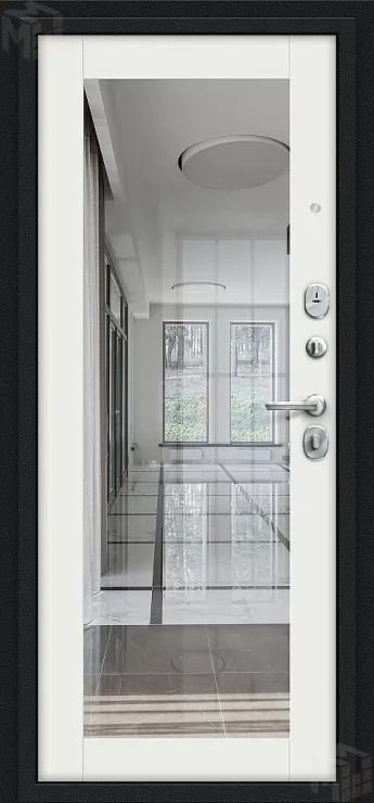 Входная металлическая дверь Флэш с зеркалом Off-white