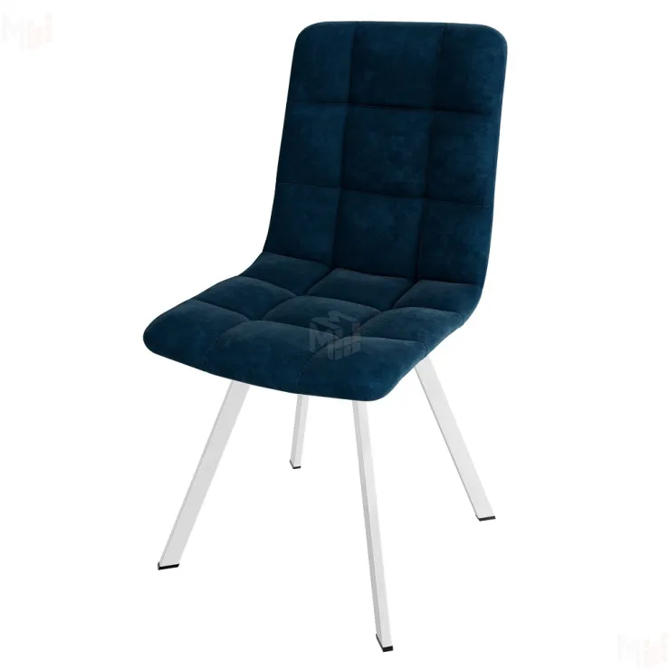 Стул Чили (велюр синий, ноги профиль белый)