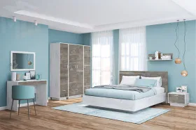 Спальный гарнитур ЭГО Бетон Светлый/Камень Темный Вариант 4