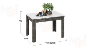 Стол обеденный Норман тип 1 Ателье темный, Стекло Белый глянец