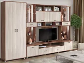 Гостиная Аллегро 4 со шкафом Ясень Темный/Ясень Светлый