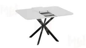 Стол обеденный раздвижной Лиссабон Тип 1 Черный муар, Белый