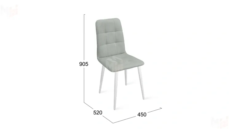 Стул Аспен К1С Белый матовый, Велюр Confetti  Silver