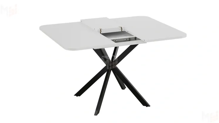 Стол обеденный раздвижной Лиссабон Тип 1 Черный муар, Белый