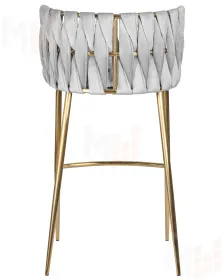 Стул барный DOBRIN EMMA GOLD (светло-серый велюр (135-37))