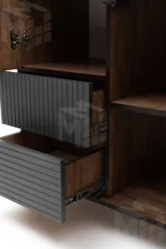 Стеллаж Копенгаген со стеклом (венге/черный матовый)