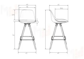 Стул полубарный DOBRIN RONNI (ножки светлый бук, тёмно-серый (GR-04))