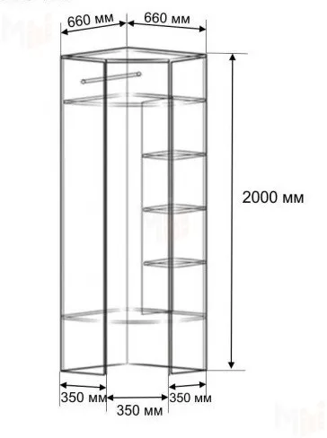Шкаф угловой с зеркалом Ольга-Милк 9.2 Винтерберг