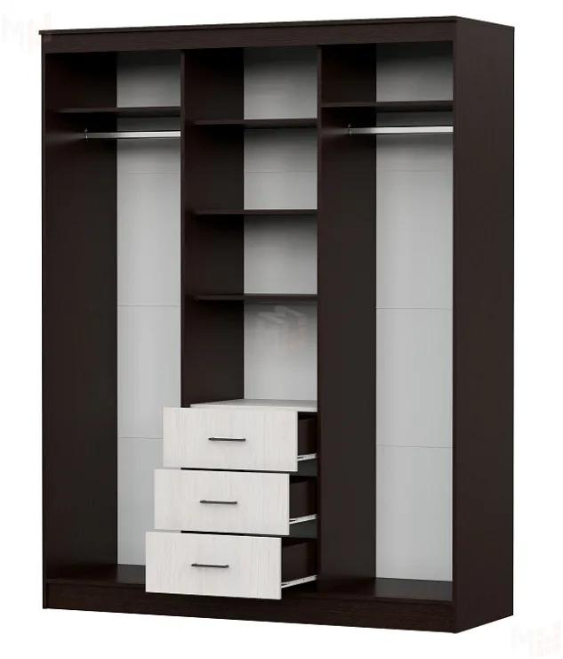 Шкаф-купе ШКП 1 Дуб Венге / Ясень Анкор Светлый