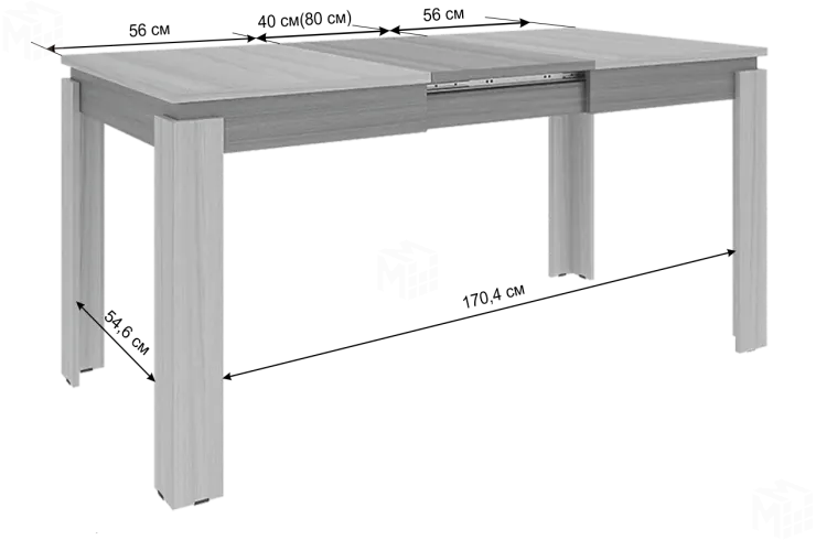 Стол обеденный раздвижной Гермес 2 белое дерево/дуб крафт золотой