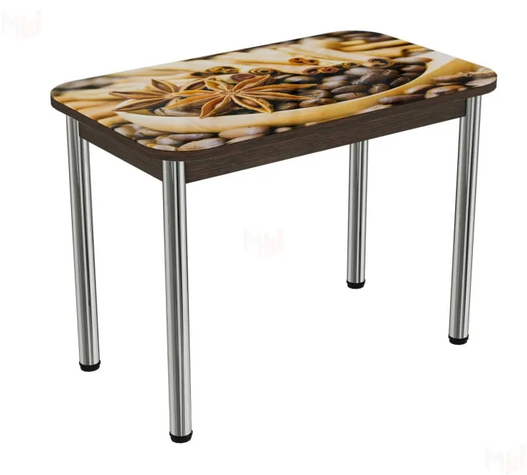 Стол прямоугольный с фотопечатью Кофе-4, ноги прямые