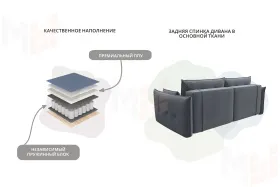 Диван прямой Лига-100 НПБ ( TOWER 10 серый )